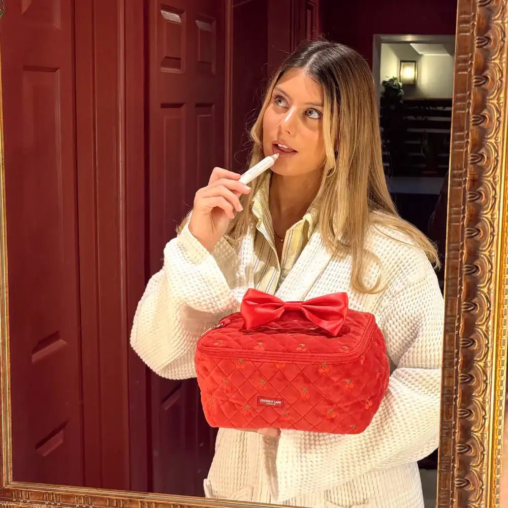 Coconut Lane Travel Vanity Case in Cherry Velvet - Spoiled Brat