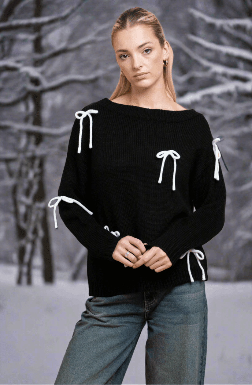 Shop Daisy Street Daisy Street Bow Detail Jumper Jumper for women – premium loungewear and festival fashion at Spoiled Brat