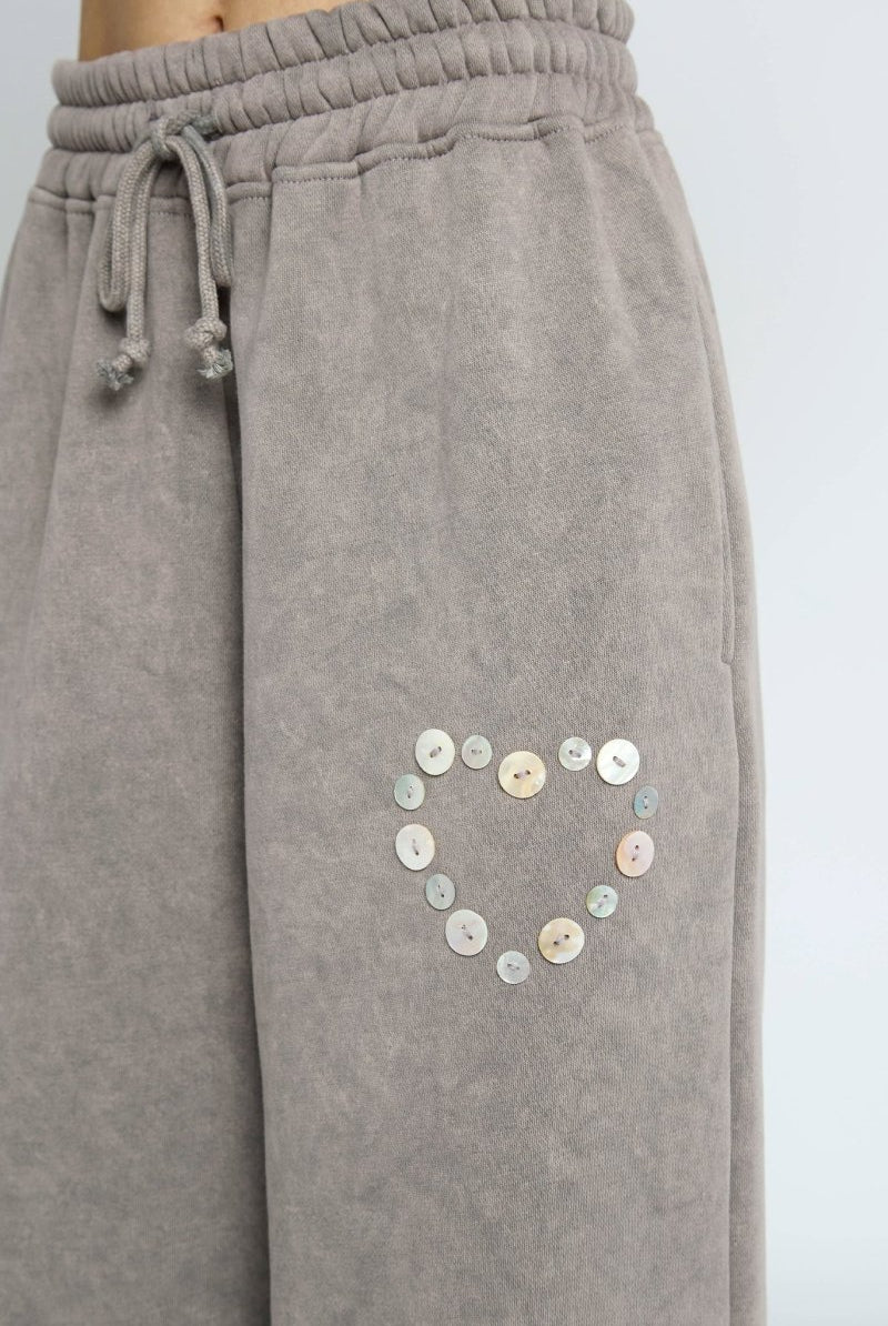 Shop Daisy Street Daisy Street Button Heart Grey Jogger Jogger Bottoms for women – premium loungewear and festival fashion at Spoiled Brat