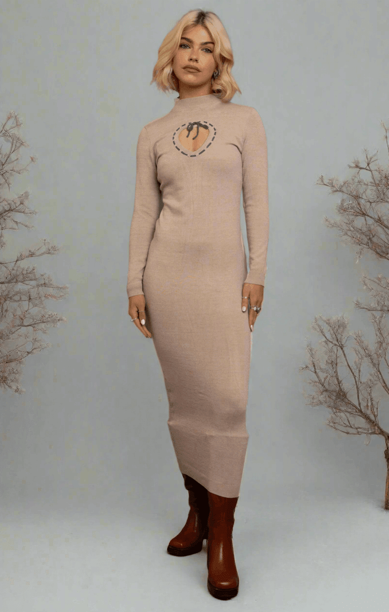 Shop Daisy Street Daisy Street Cream Heart Cutout Midaxi Dress Maxi Dress for women – premium loungewear and festival fashion at Spoiled Brat