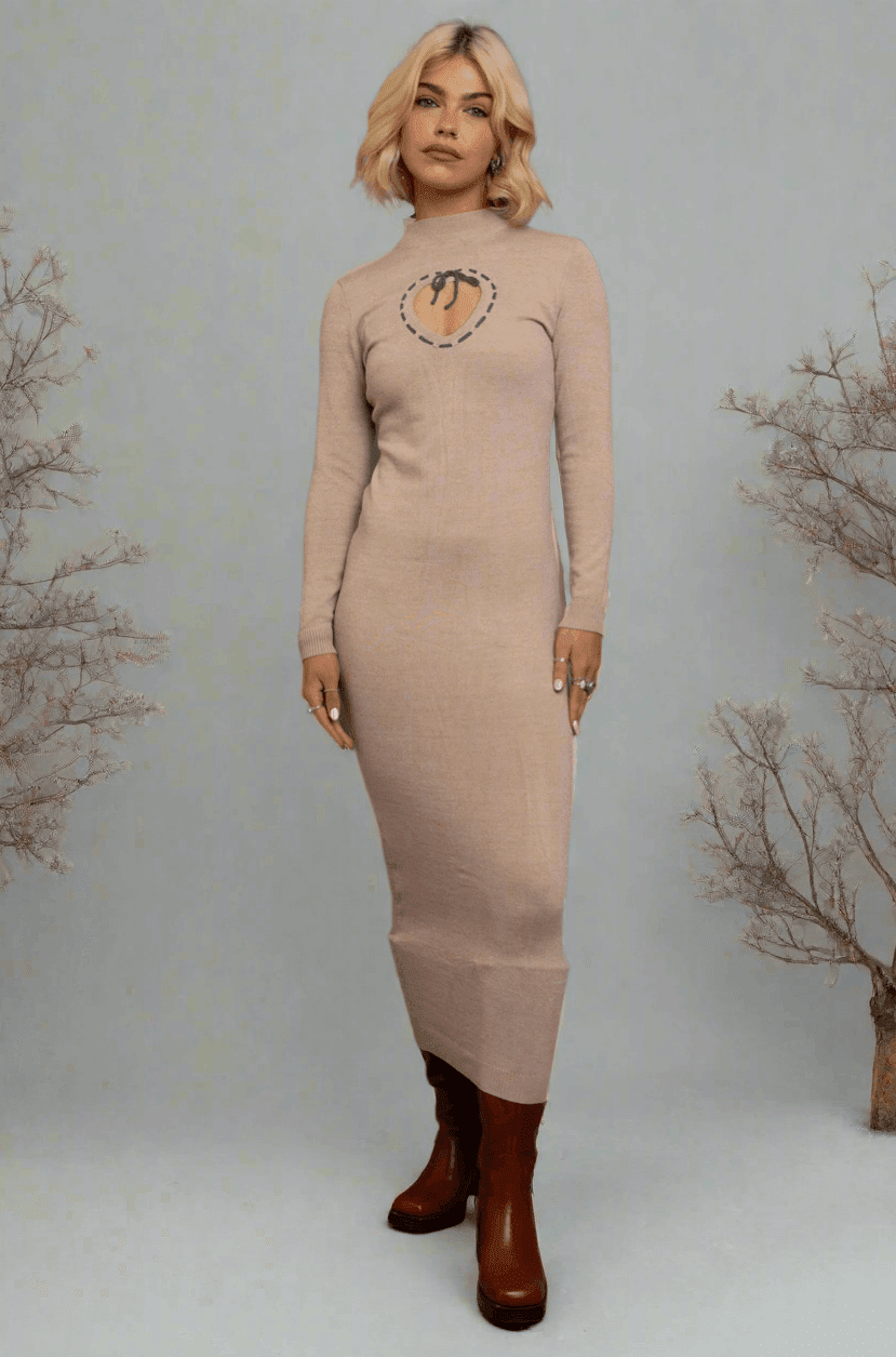 Shop Daisy Street Daisy Street Cream Heart Cutout Midaxi Dress Maxi Dress for women – premium loungewear and festival fashion at Spoiled Brat