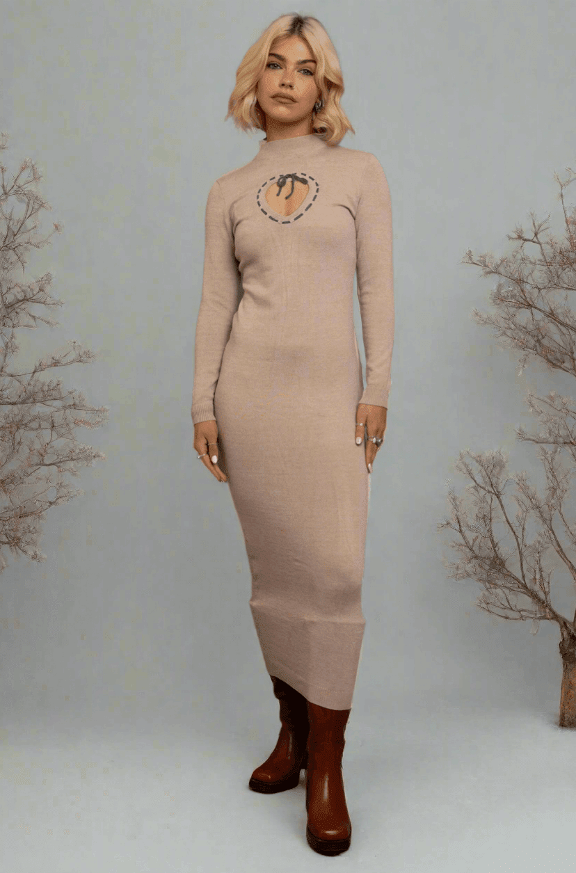 Shop Daisy Street Daisy Street Cream Heart Cutout Midaxi Dress Maxi Dress for women – premium loungewear and festival fashion at Spoiled Brat