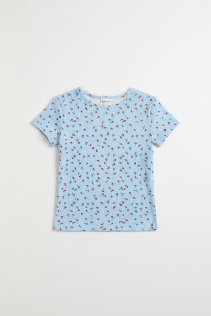 Shop Daisy Street Daisy Street Ditsy Ribbed Jersey Lace Trimmed Baby Tee Pyjamas for women – premium loungewear and festival fashion at Spoiled Brat