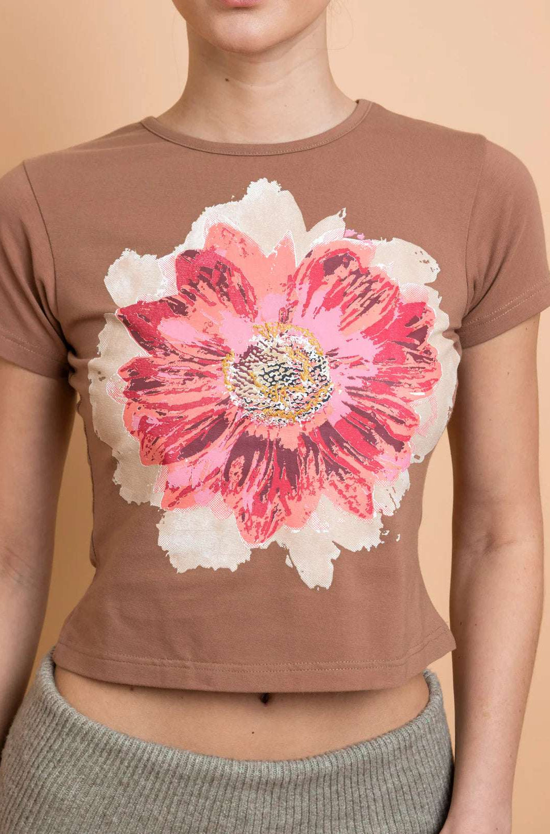 Shop Daisy Street Daisy Street Flower Motif Baby Tee T-Shirts for women – premium loungewear and festival fashion at Spoiled Brat