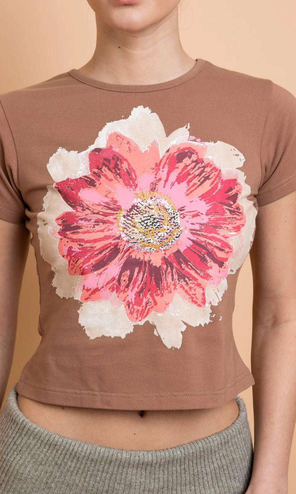 Shop Daisy Street Daisy Street Flower Motif Baby Tee T-Shirts for women – premium loungewear and festival fashion at Spoiled Brat