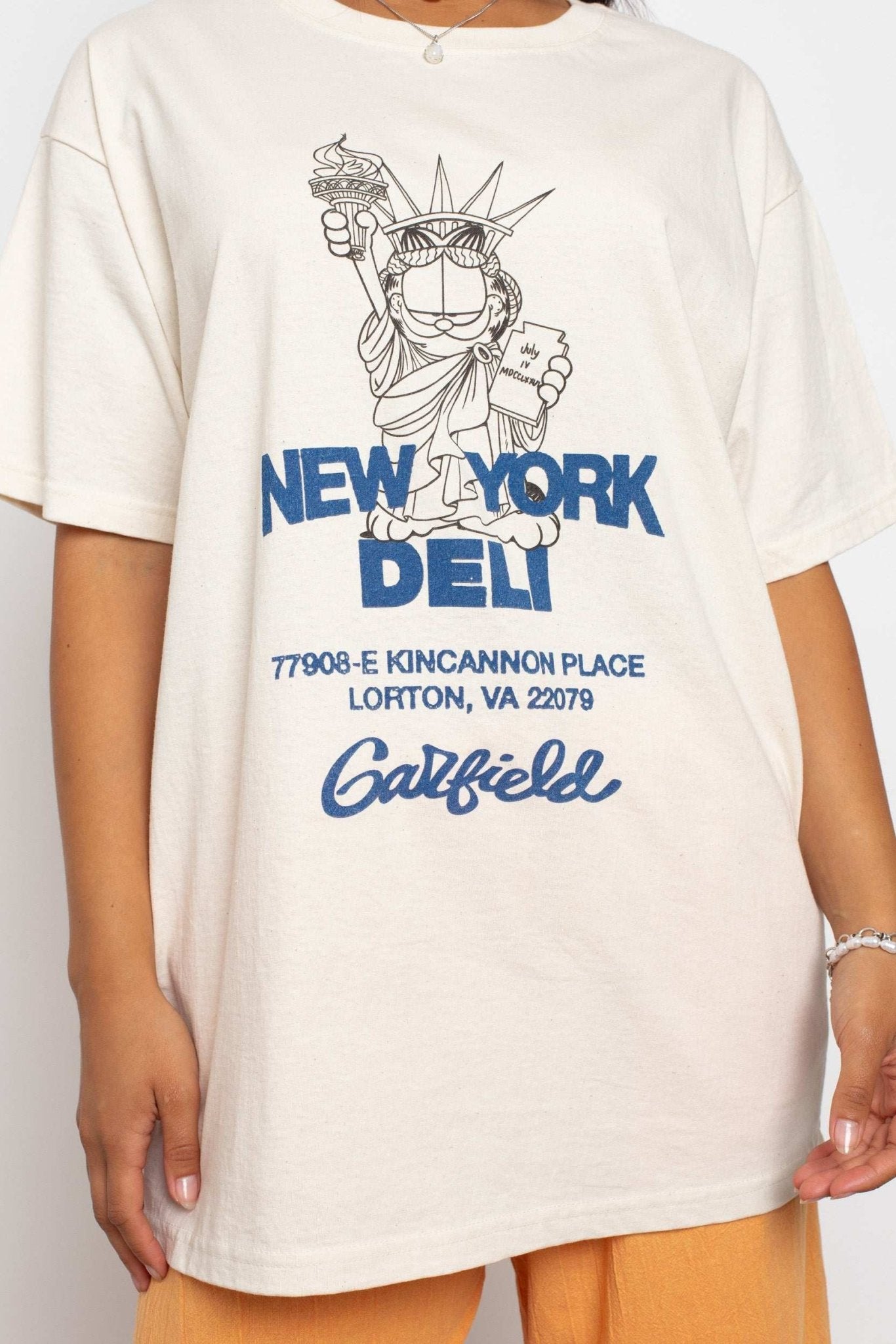 Shop Daisy Street Daisy Street Garfield New York Deli Oversized Tee T-Shirt for women – premium loungewear and festival fashion at Spoiled Brat