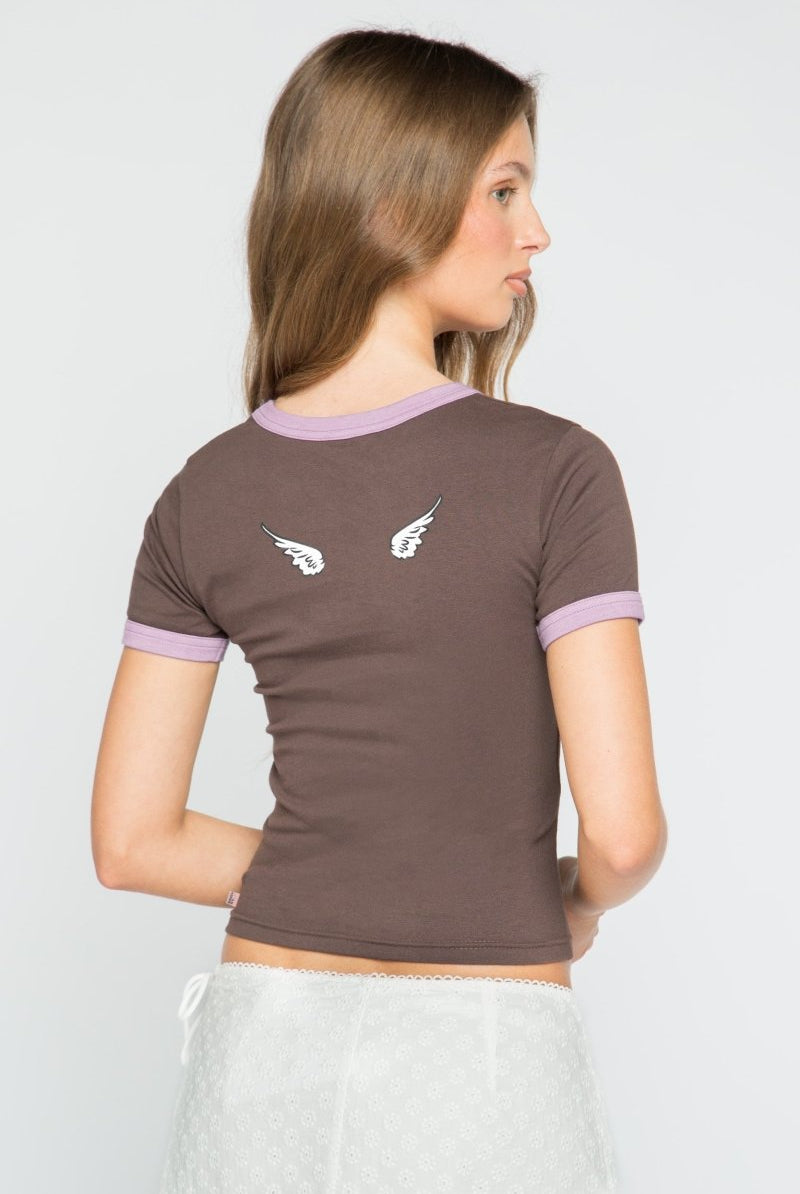 Shop Daisy Street Daisy Street Kewpie Angel Graphic Baby Tee T-Shirt for women – premium loungewear and festival fashion at Spoiled Brat