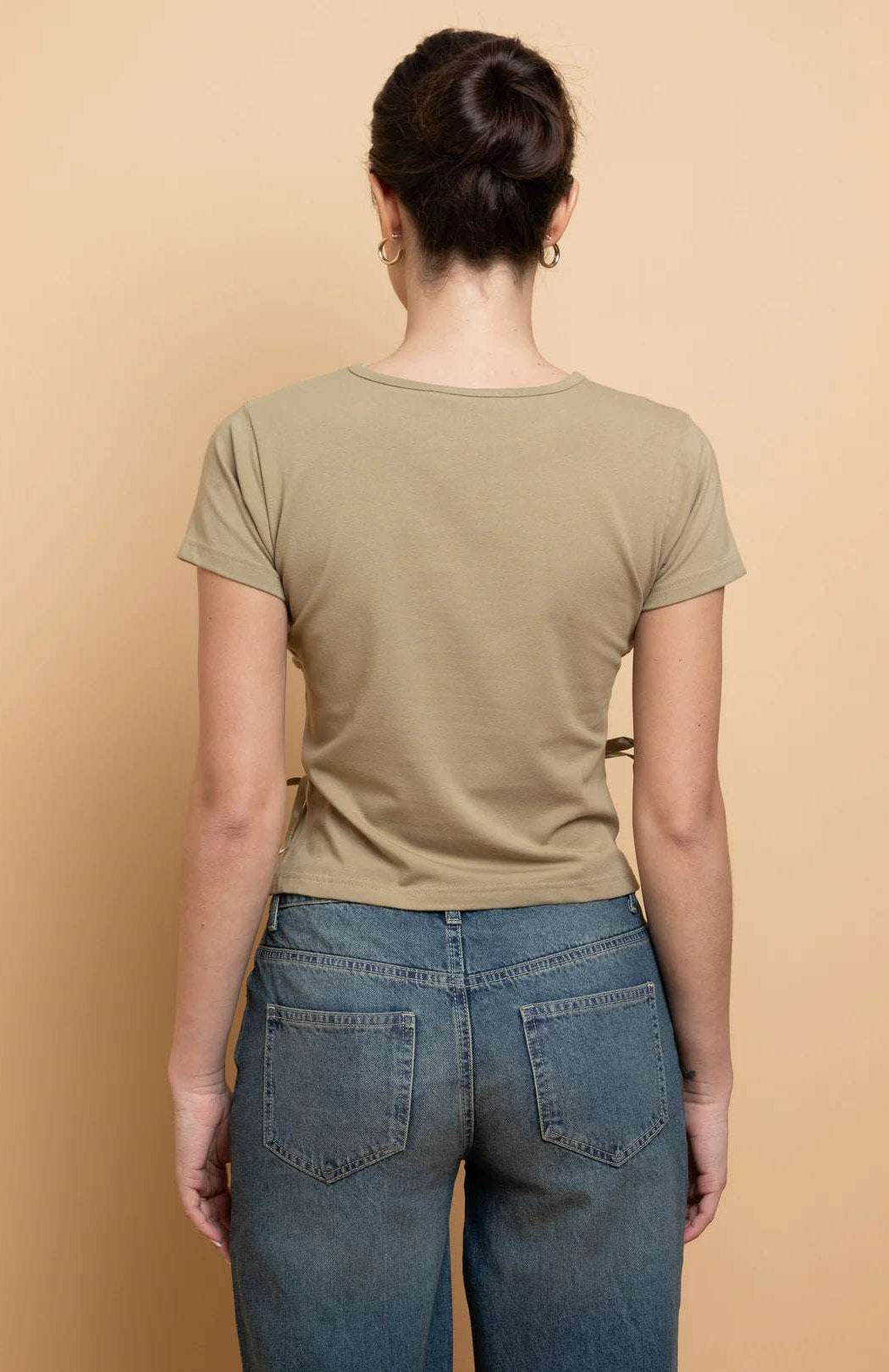 Shop Daisy Street Daisy Street Lace Up Detail Baby Tee T-Shirts for women – premium loungewear and festival fashion at Spoiled Brat