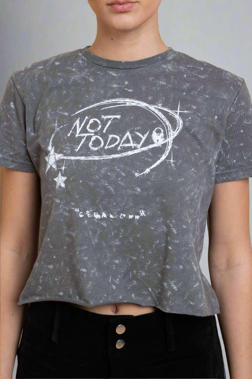 Shop Daisy Street Daisy Street Not Today Snow Washed Baby Tee T-Shirts for women – premium loungewear and festival fashion at Spoiled Brat