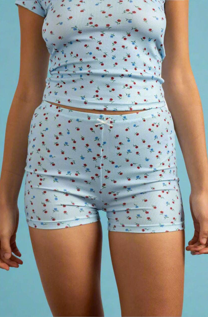 Shop Daisy Street Daisy Street Ribbed Jersey Shorts Pyjamas for women – premium loungewear and festival fashion at Spoiled Brat