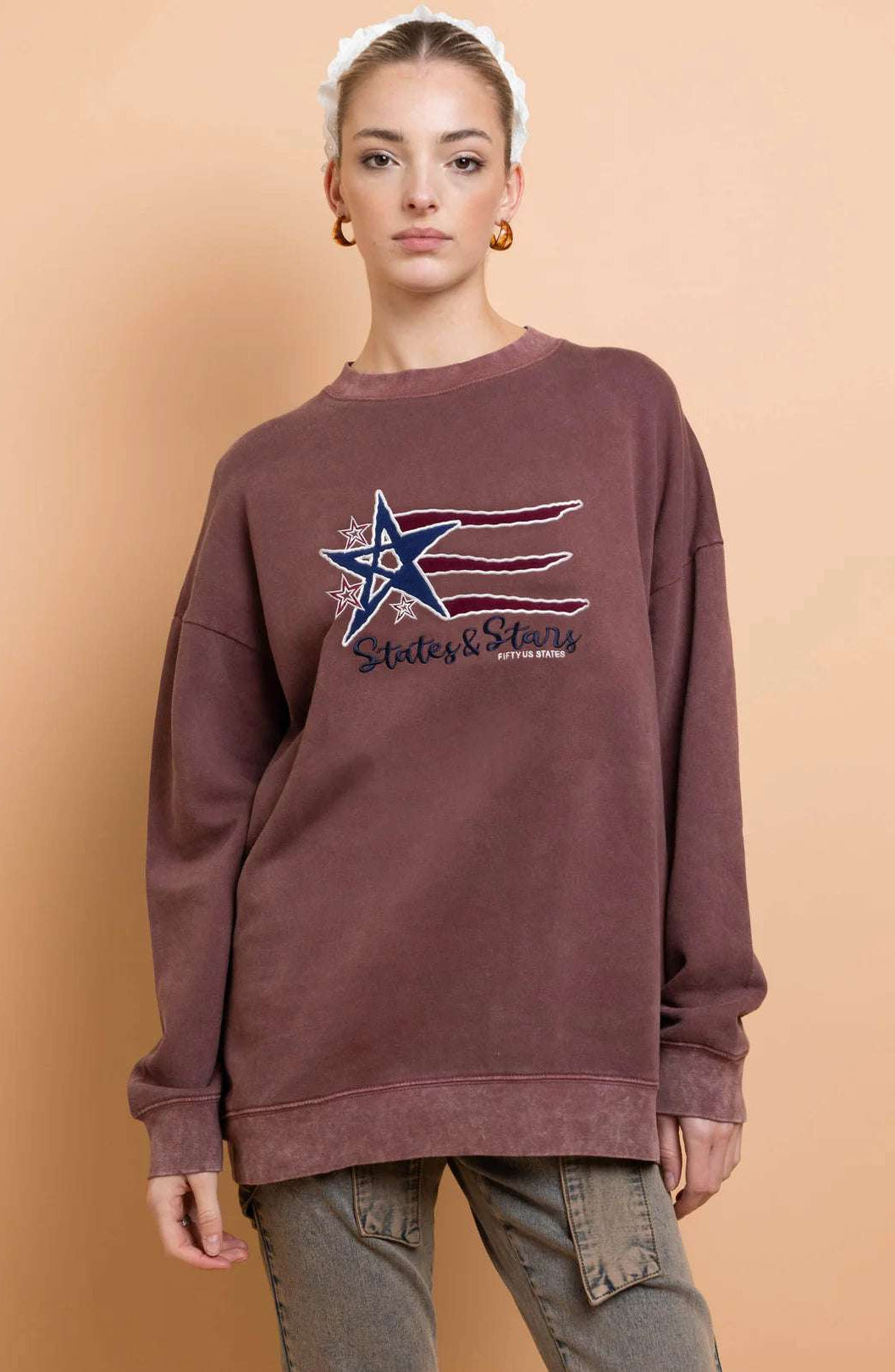 Shop Daisy Street Daisy Street States and Stars Vintage Sweater Sweater for women – premium loungewear and festival fashion at Spoiled Brat