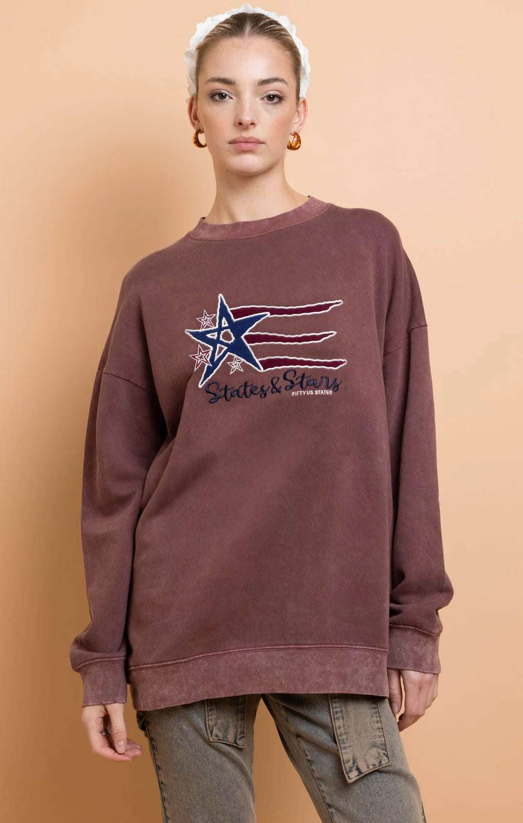 Shop Daisy Street Daisy Street States and Stars Vintage Sweater Sweater for women – premium loungewear and festival fashion at Spoiled Brat