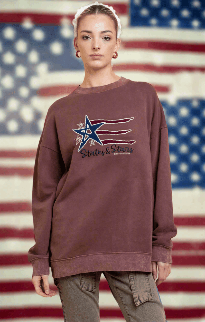 Shop Daisy Street Daisy Street States and Stars Vintage Sweater Sweater for women – premium loungewear and festival fashion at Spoiled Brat