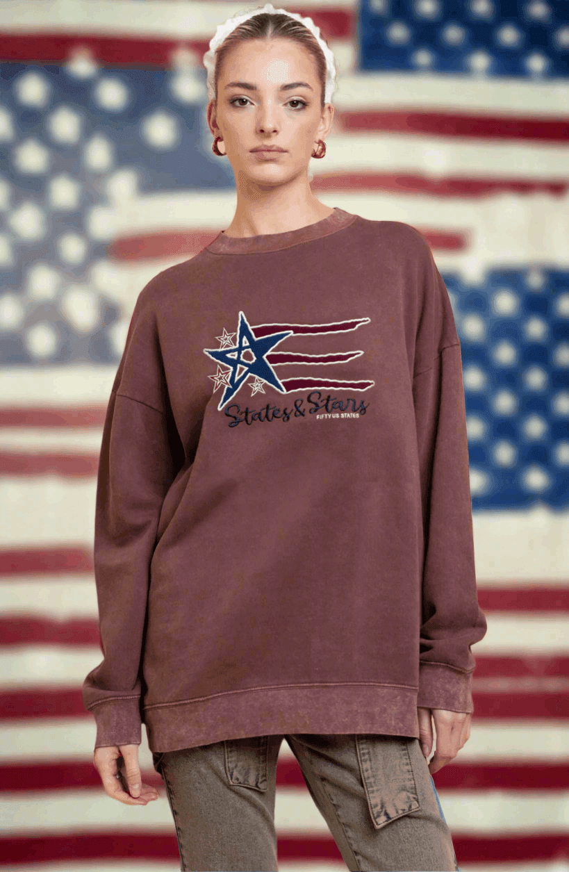 Shop Daisy Street Daisy Street States and Stars Vintage Sweater Sweater for women – premium loungewear and festival fashion at Spoiled Brat