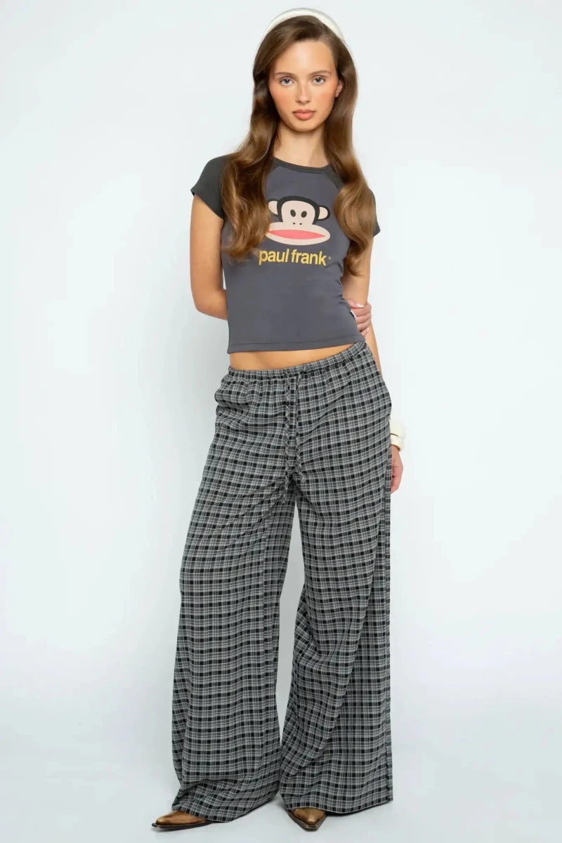 Shop Daisy Street Paul Frank x Daisy Street Grey Raglan Cropped Tee with Julius Face T-Shirt for women – premium loungewear and festival fashion at Spoiled Brat