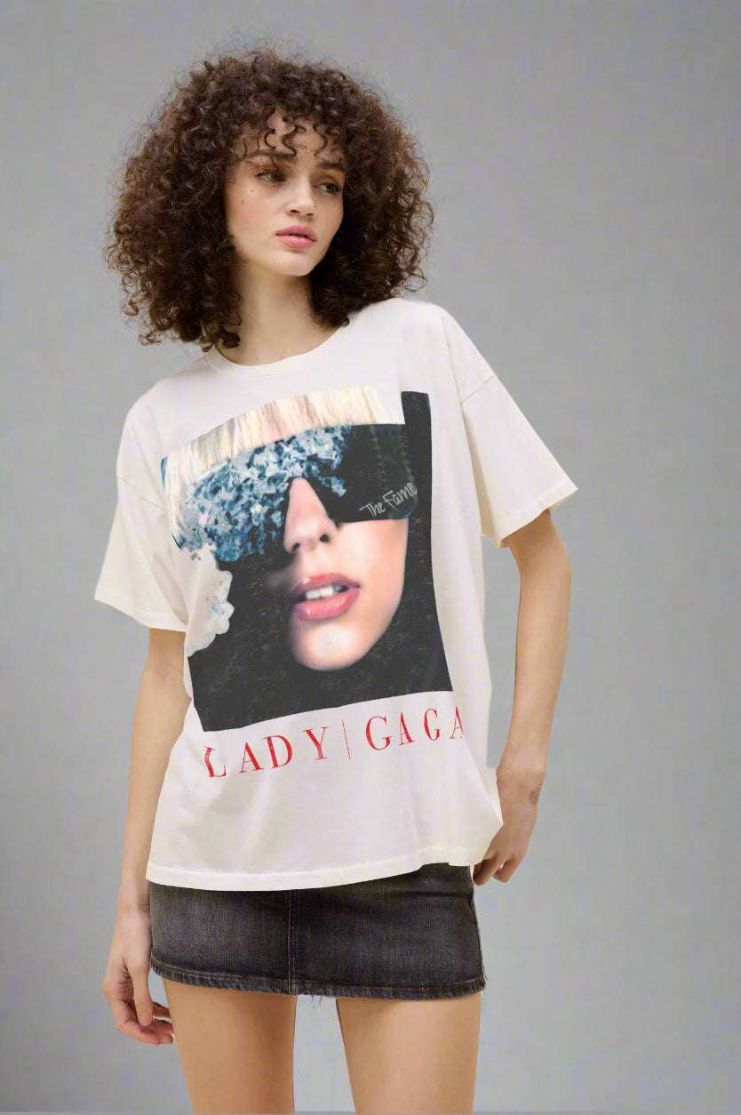 Shop Daydreamer LA Daydreamer LA Lady Gaga The Fame Merch Tee T-Shirt for women – premium loungewear and festival fashion at Spoiled Brat