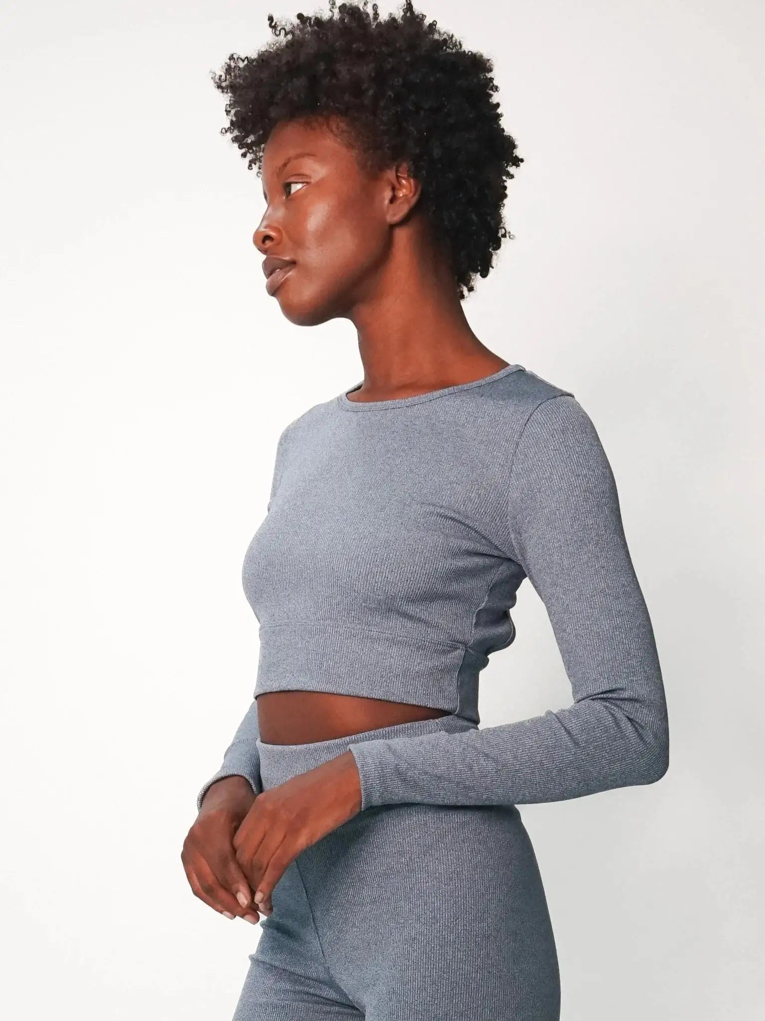 Shop Electric and Rose Electric & Rose Kennedy Rib Crop Top Long Sleeved Top for women – premium loungewear and festival fashion at Spoiled Brat