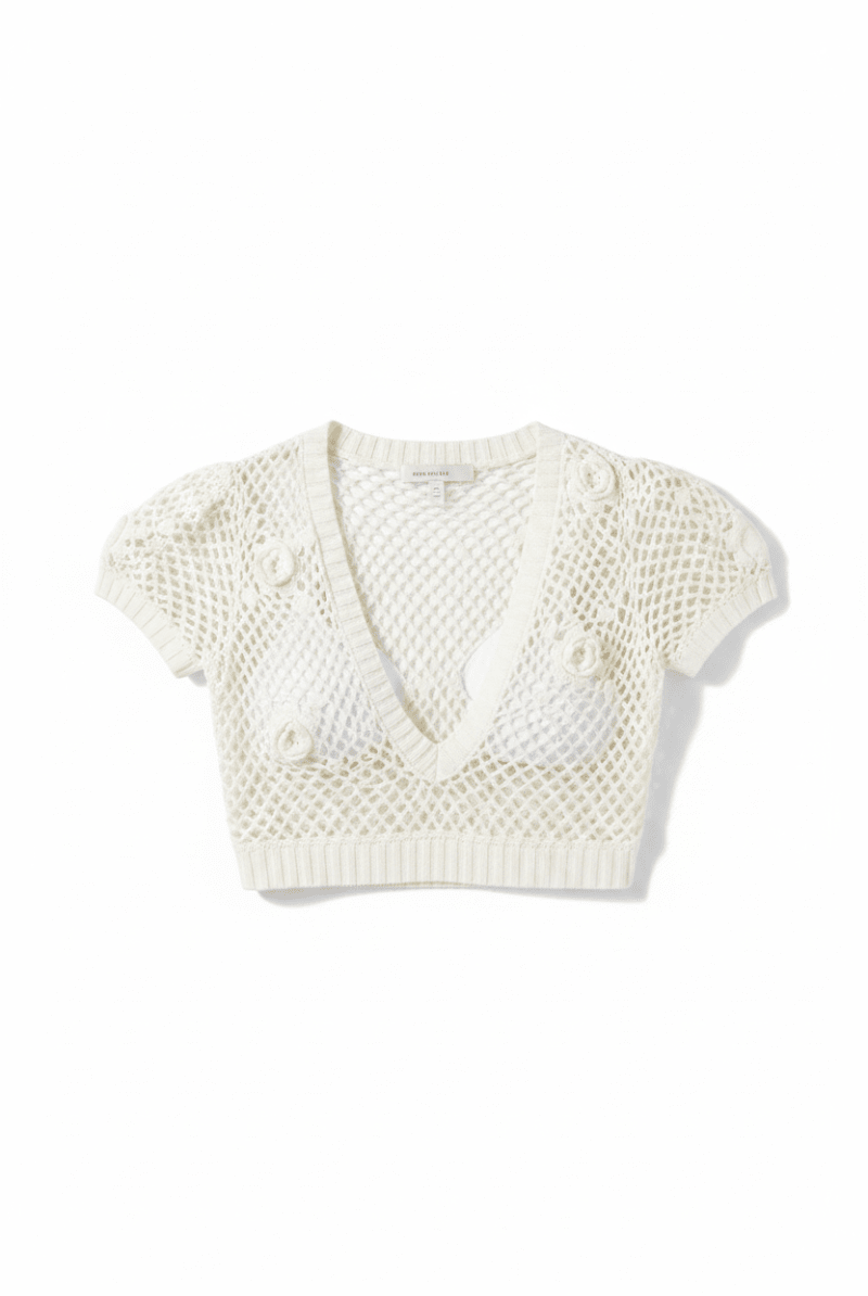 Shop Frankies Bikinis Frankies Bikinis Adaline Crochet Cropped Shirt Crop Top for women – premium loungewear and festival fashion at Spoiled Brat
