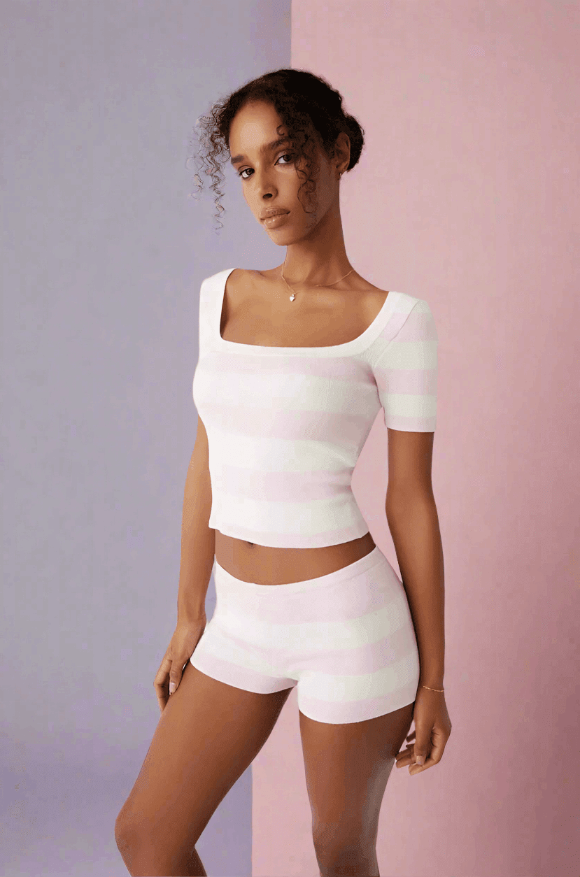 Shop Frankies Bikinis Frankies Bikinis Sunset Knit Ballet Shorts Shorts for women – premium loungewear and festival fashion at Spoiled Brat