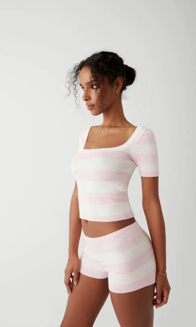 Shop Frankies Bikinis Frankies Bikinis Sunset Knit Ballet Shorts Shorts for women – premium loungewear and festival fashion at Spoiled Brat