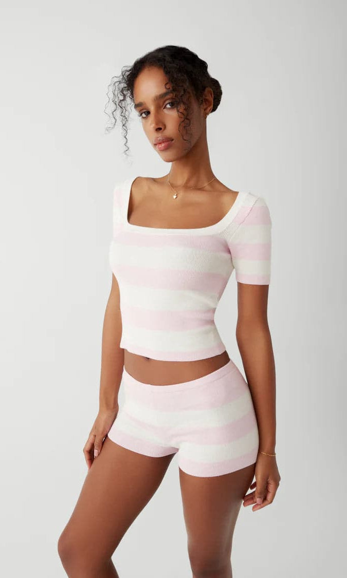 Shop Frankies Bikinis Frankies Bikinis Sunset Knit Ballet Shorts Shorts for women – premium loungewear and festival fashion at Spoiled Brat