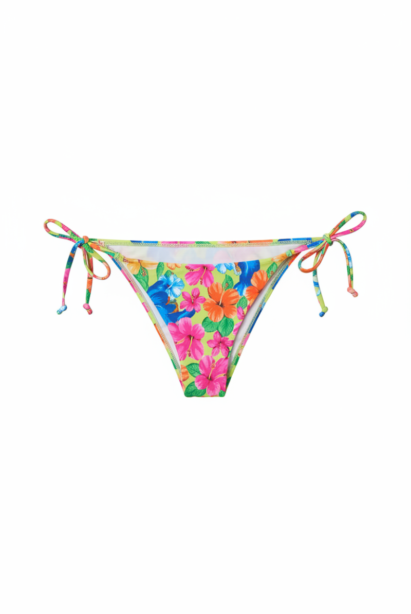 Shop Frankies Bikinis Frankies Bikinis Tia Floral String Bikini Bottom in Neon Surfer Bikini Bottoms for women – premium loungewear and festival fashion at Spoiled Brat