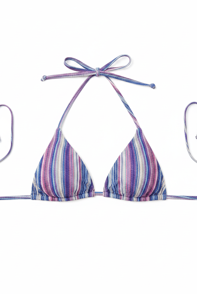 Shop Frankies Bikinis Frankies Bikinis x Hailee Steinfeld Stardust Halter Neck Lurex Bikini Top Bikini Top for women – premium loungewear and festival fashion at Spoiled Brat
