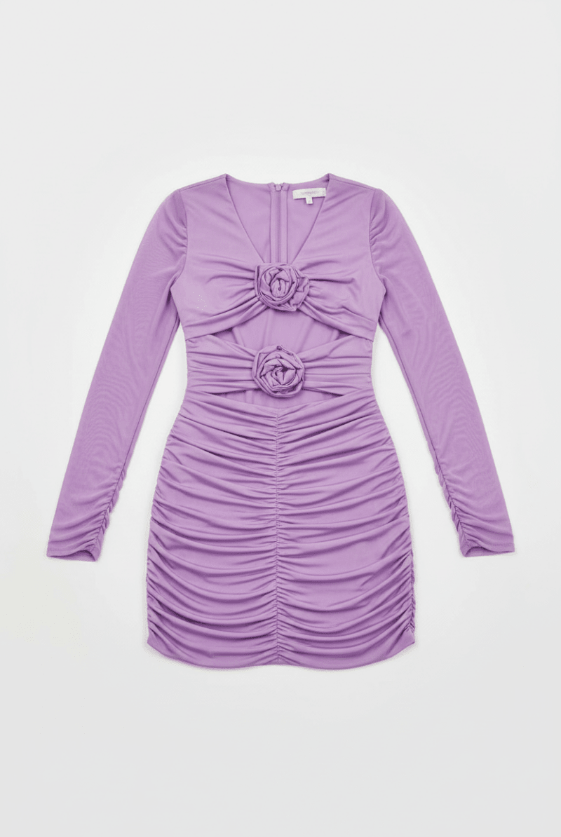 Shop Glamorous Glamorous Lilac - Orchid Rose - Applique Ruched Mini - Dress Evening Dress for women – premium loungewear and festival fashion at Spoiled Brat