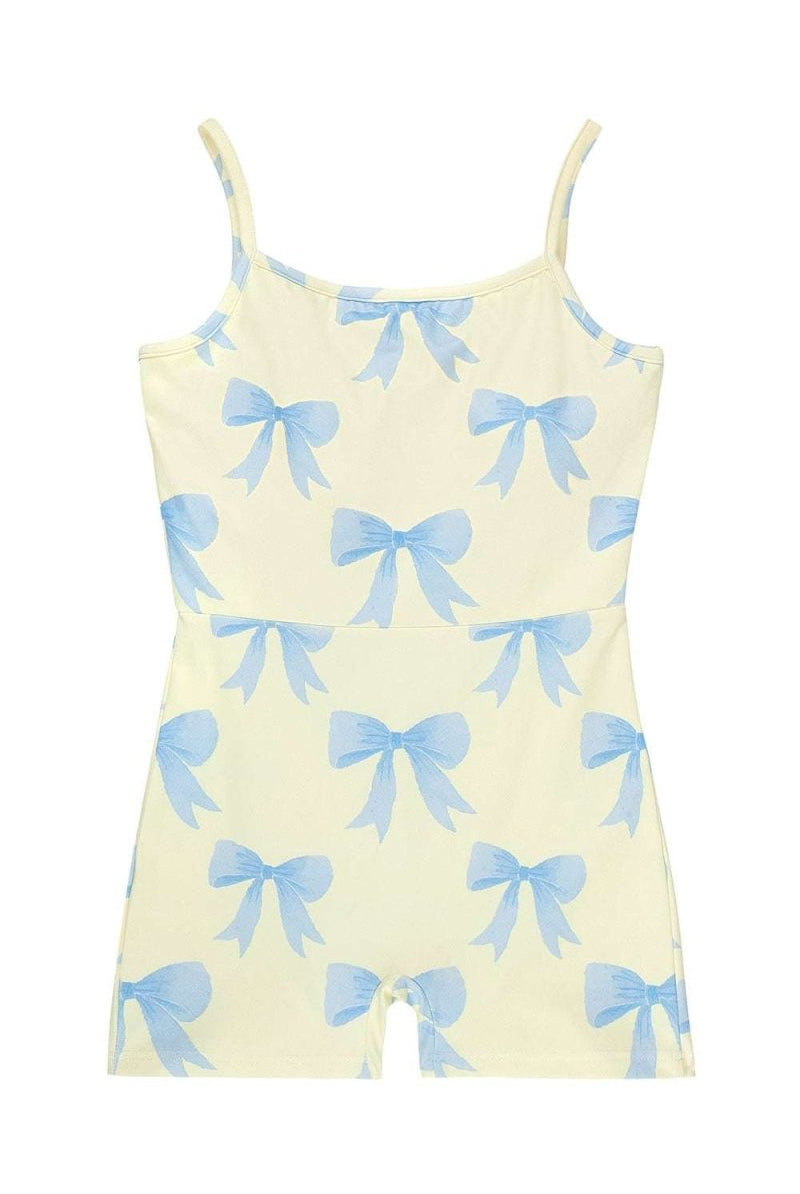Shop Happy Camp3r Happy Camp3r Blue Bows Active Romper Suit Romper for women – premium loungewear and festival fashion at Spoiled Brat