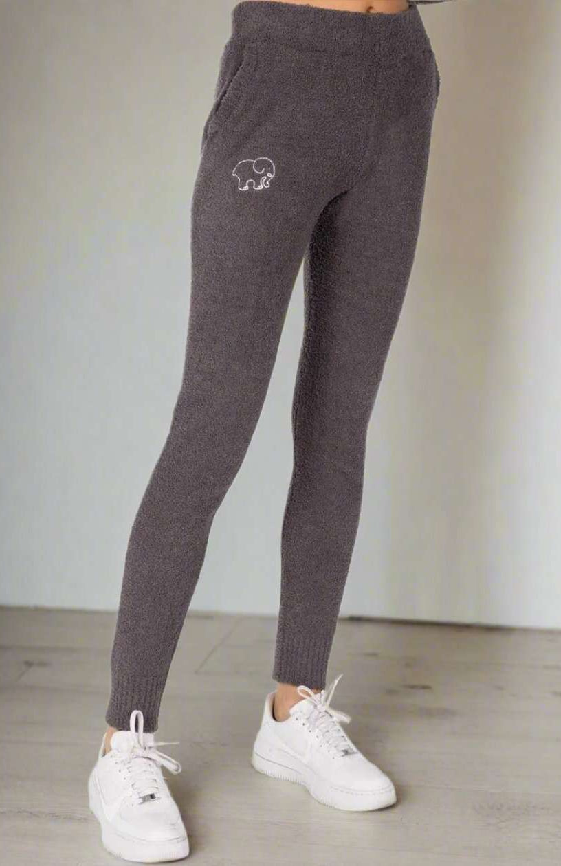 Ivory Ella Smiley Dark Heather Grey Knit Joggers Trousers by Ivory Ella as seen on celebrities