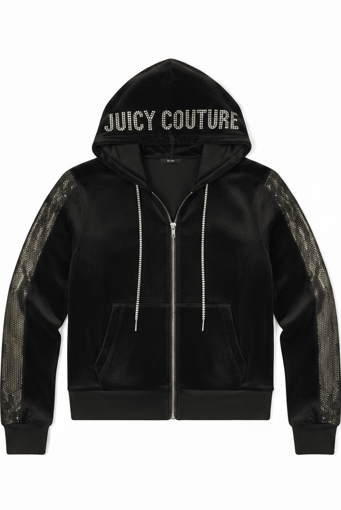 Shop Juicy Couture Juicy Couture Anniversary Long Sleeved Velour Hoodie Hoodie for women – premium loungewear and festival fashion at Spoiled Brat