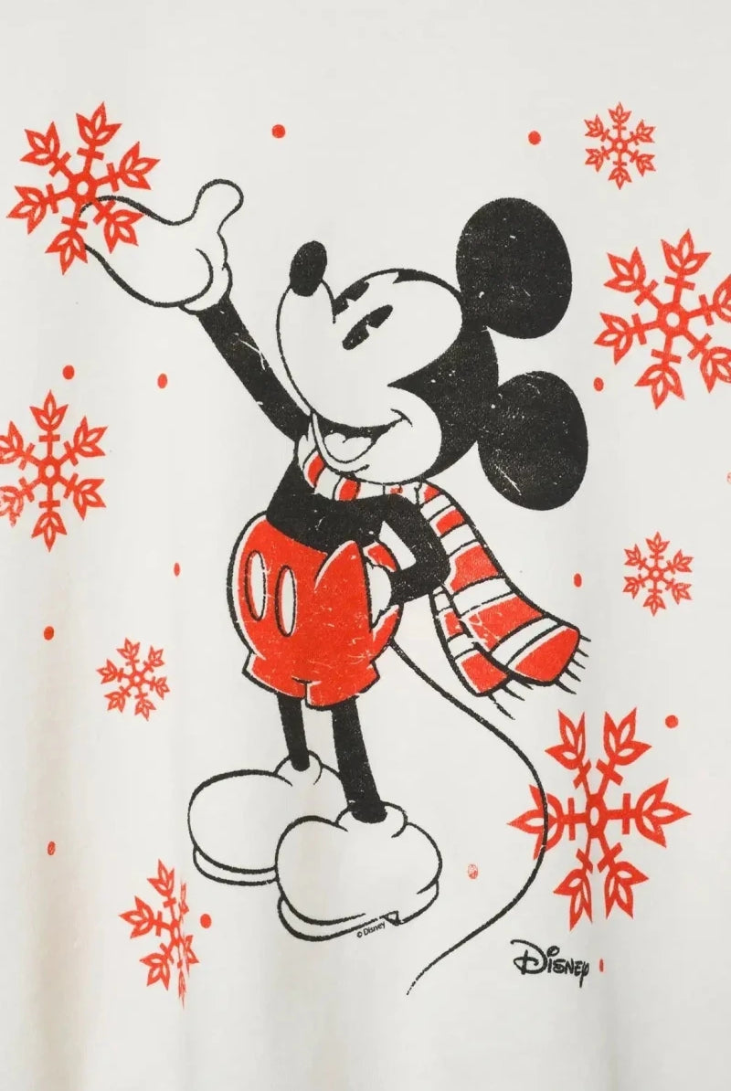 Shop Junk Food JUNKFOOD Disney Mickey Snowflake Christmas Jumper Jumper for women – premium loungewear and festival fashion at Spoiled Brat