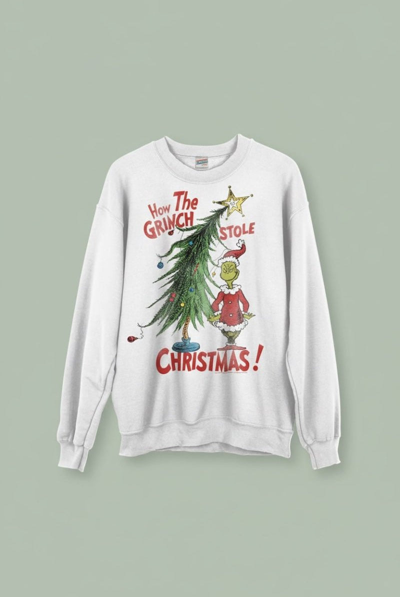 Shop Junk Food JUNKFOOD How The Grinch Stole Christmas Jumper Jumper for women – premium loungewear and festival fashion at Spoiled Brat