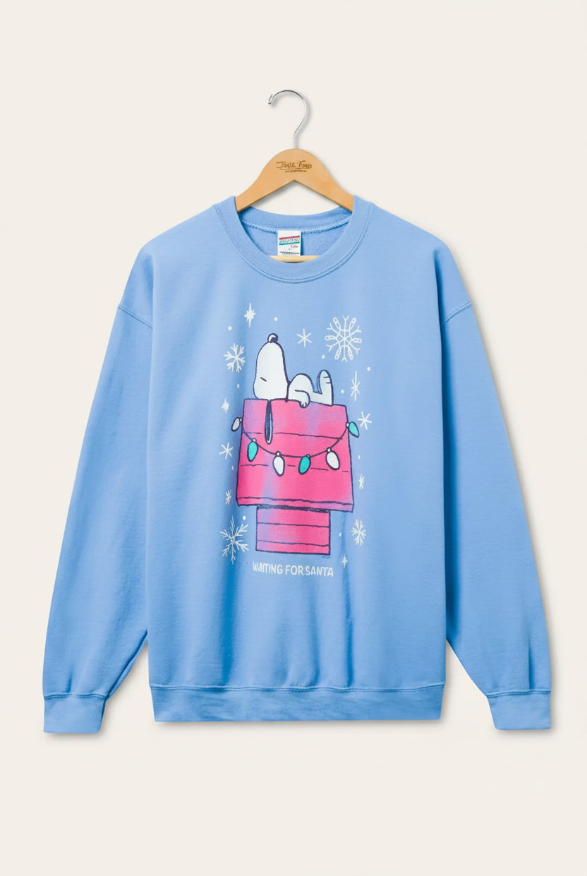 Shop Junk Food JUNKFOOD Snoopy Waiting for Santa Christmas Jumper Jumper for women – premium loungewear and festival fashion at Spoiled Brat