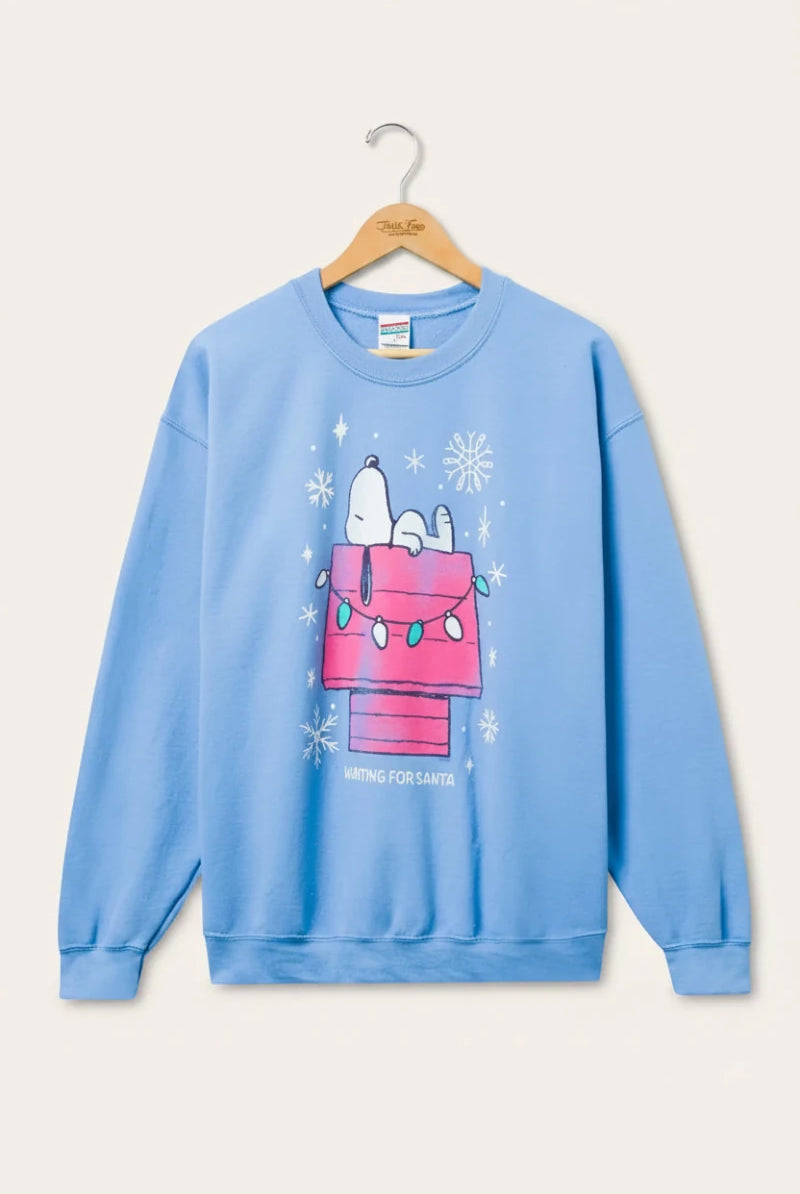 Shop Junk Food JUNKFOOD Snoopy Waiting for Santa Christmas Jumper Jumper for women – premium loungewear and festival fashion at Spoiled Brat