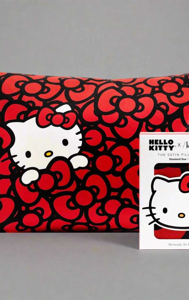Shop Kitsch Hello Kitty x Kitsch Satin Pillowcase - Hello Kitty Bathes in a Sea of Bows Pillow for women – premium loungewear and festival fashion at Spoiled Brat