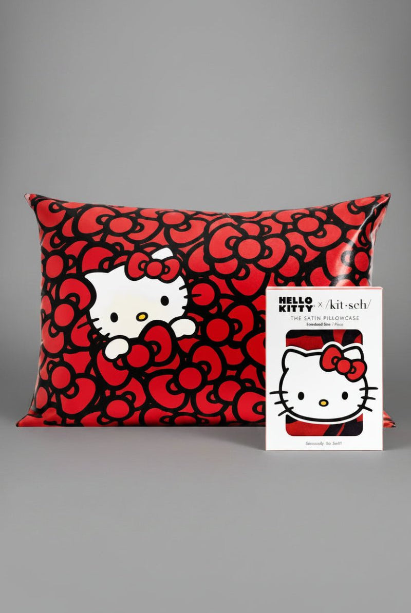 Shop Kitsch Hello Kitty x Kitsch Satin Pillowcase - Hello Kitty Bathes in a Sea of Bows Pillow for women – premium loungewear and festival fashion at Spoiled Brat