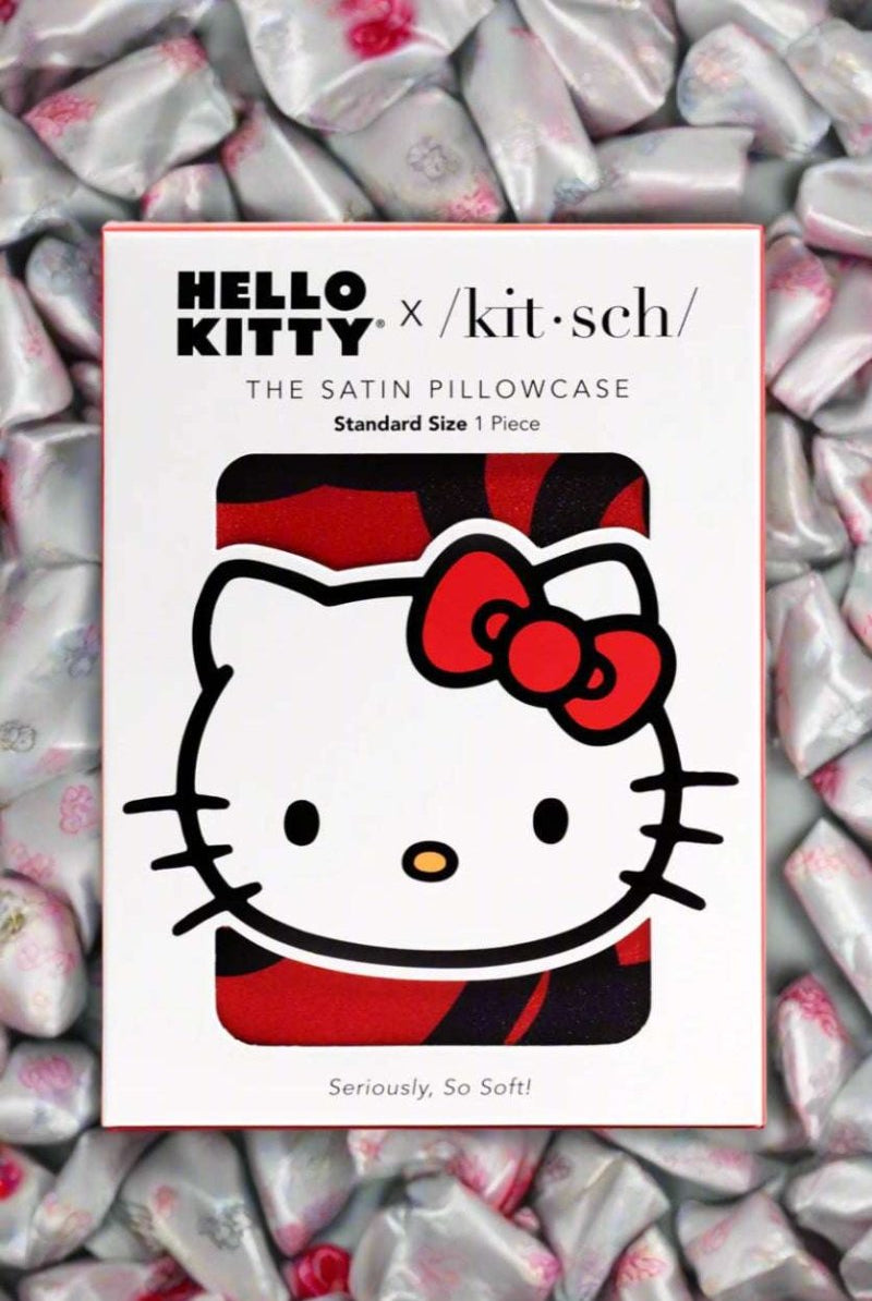 Shop Kitsch Hello Kitty x Kitsch Satin Pillowcase - Hello Kitty Bathes in a Sea of Bows Pillow for women – premium loungewear and festival fashion at Spoiled Brat