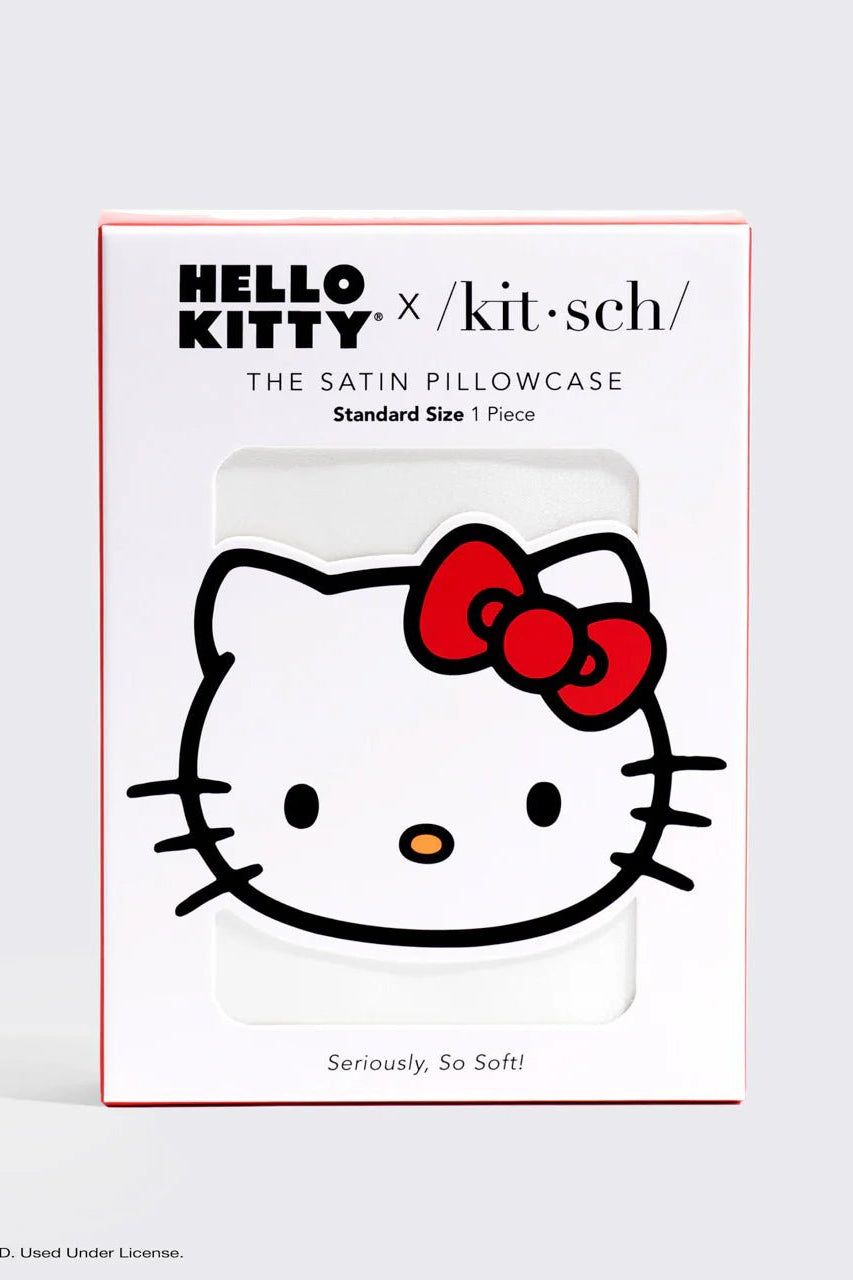 Hello Kitty x Kitsch Satin Pillowcase - Solid Ivory Hello Kitty Bow by Kitsch – Pillow – White | Spoiled Brat UK
