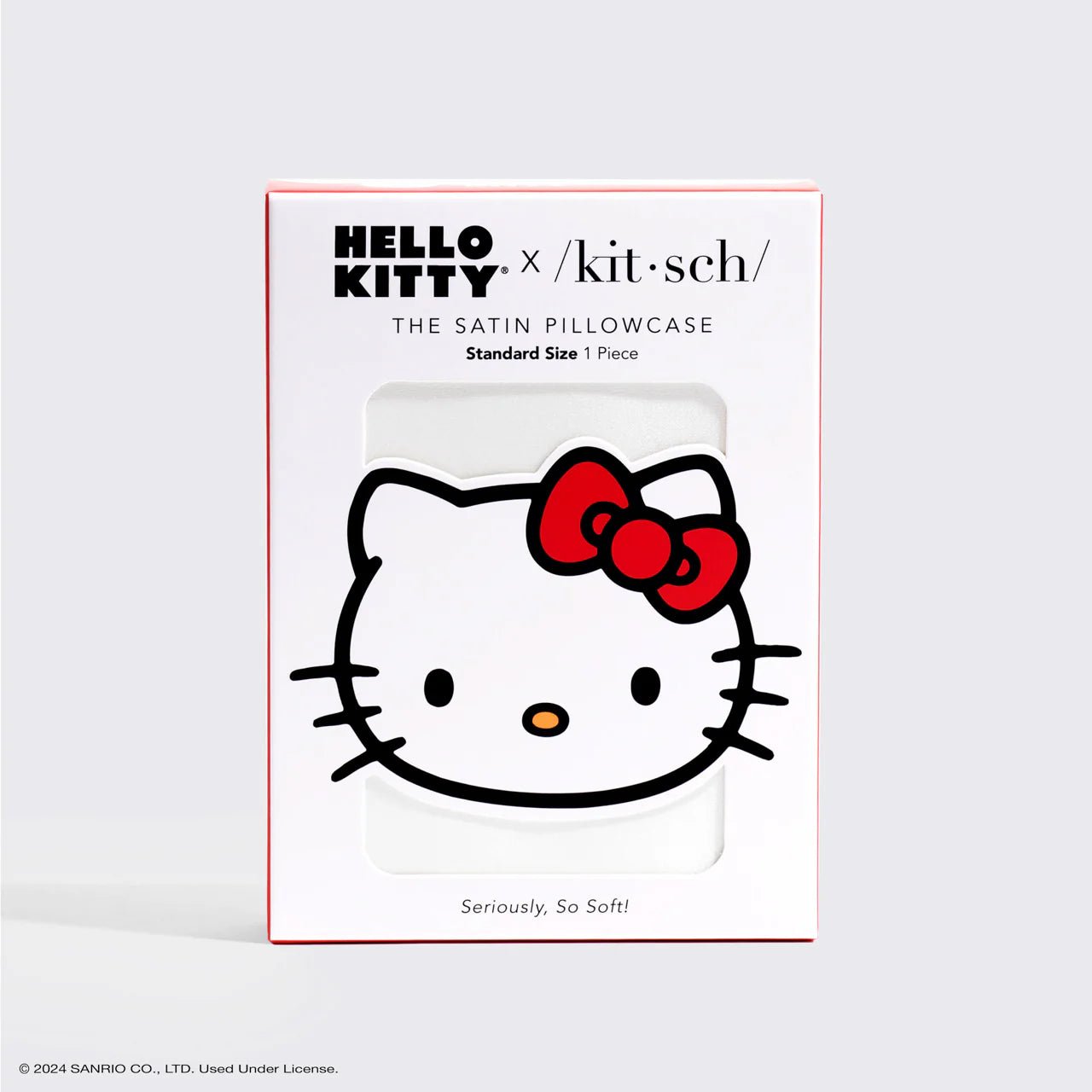 Shop Kitsch Hello Kitty x Kitsch Satin Pillowcase - Solid Ivory Hello Kitty Bow Pillow for women – premium loungewear and festival fashion at Spoiled Brat