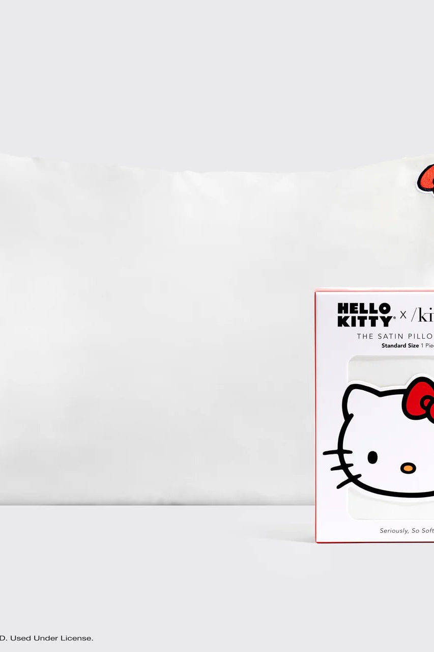 Hello Kitty x Kitsch Satin Pillowcase - Solid Ivory Hello Kitty Bow by Kitsch – Pillow – White | Spoiled Brat UK