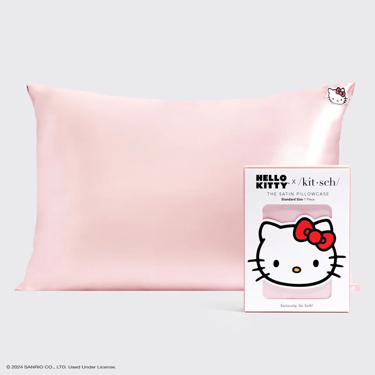 Shop Kitsch Hello Kitty x Kitsch Satin Pillowcase - Solid Pink Hello Kitty Face Pillow for women – premium loungewear and festival fashion at Spoiled Brat