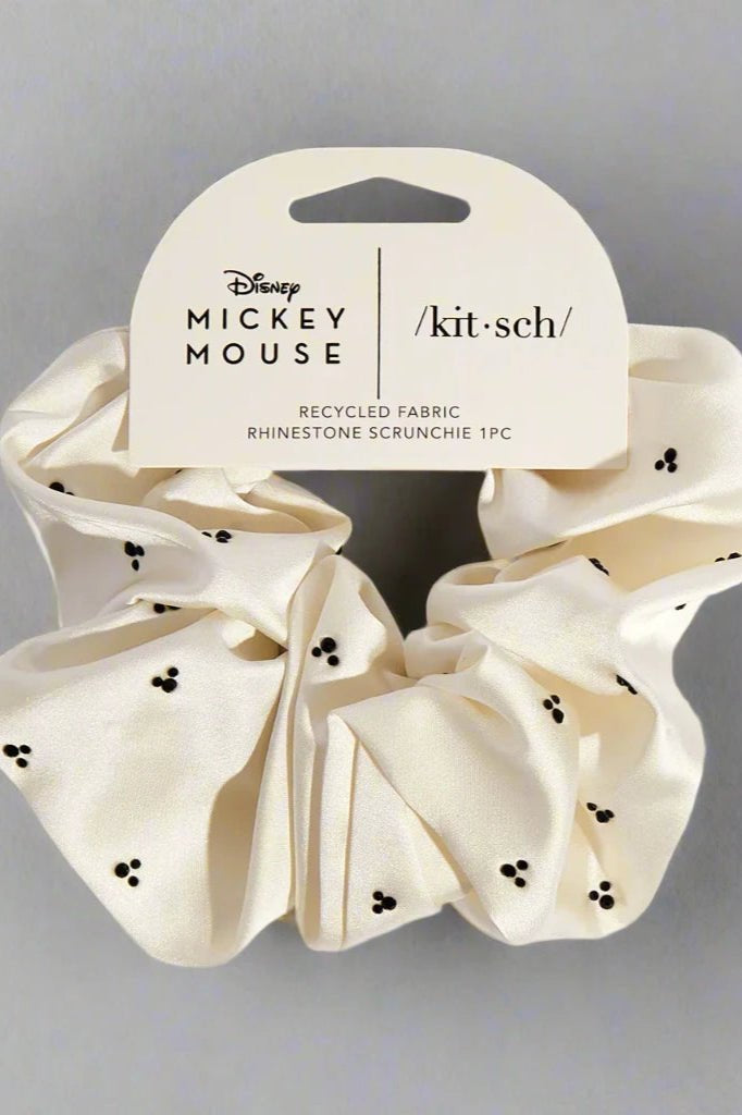 Kitsch & Mickey and Minnie Recycled Fabric Rhinestone Scrunchie by Kitsch – Hair Band – Cream | Spoiled Brat UK