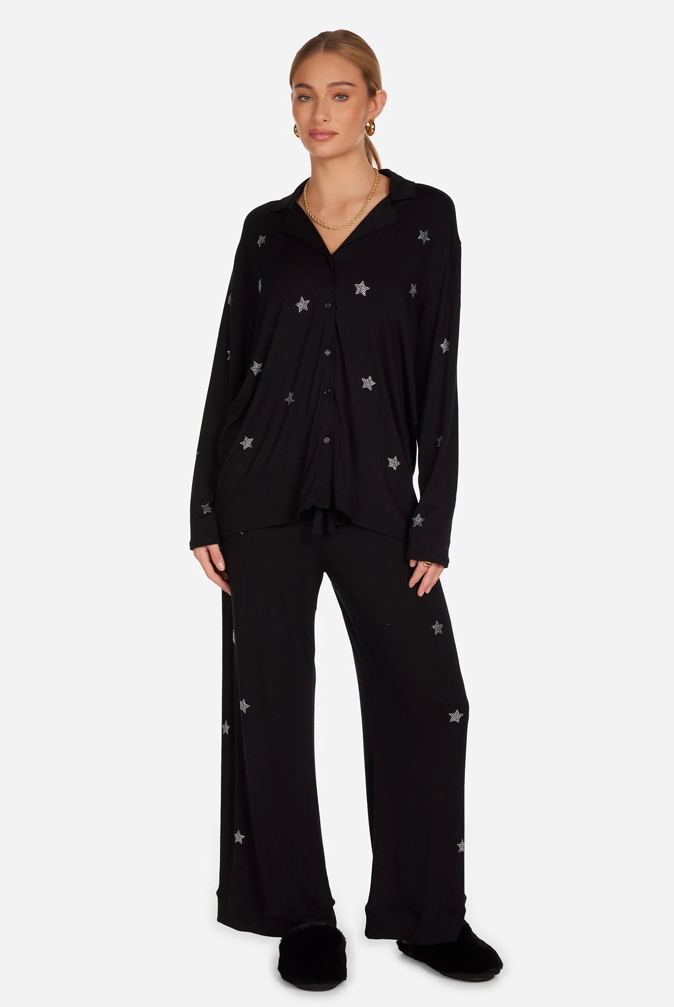 Shop Lauren Moshi Lauren Moshi Alison Crystal Mini Stars Pyjama Set Pyjamas for women – premium loungewear and festival fashion at Spoiled Brat