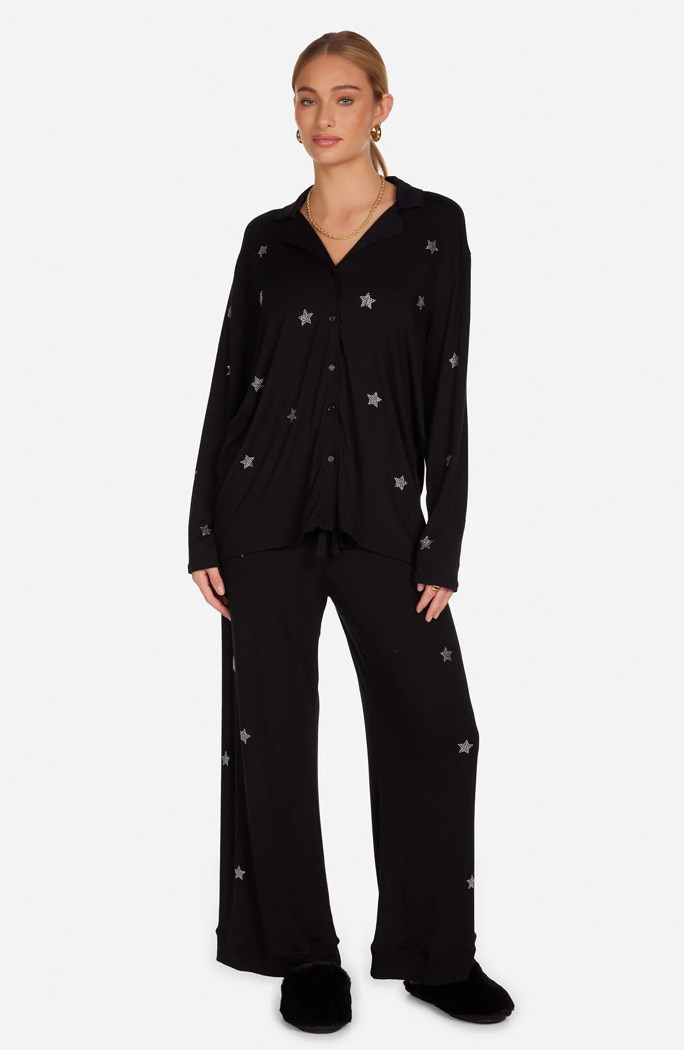 Shop Lauren Moshi Lauren Moshi Alison Crystal Mini Stars Pyjama Set Pyjamas for women – premium loungewear and festival fashion at Spoiled Brat