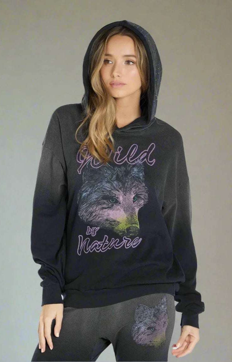 Lauren Moshi Harmony Wild Wolf Hooded Sweatshirt Sweater by Lauren Moshi as seen on celebrities