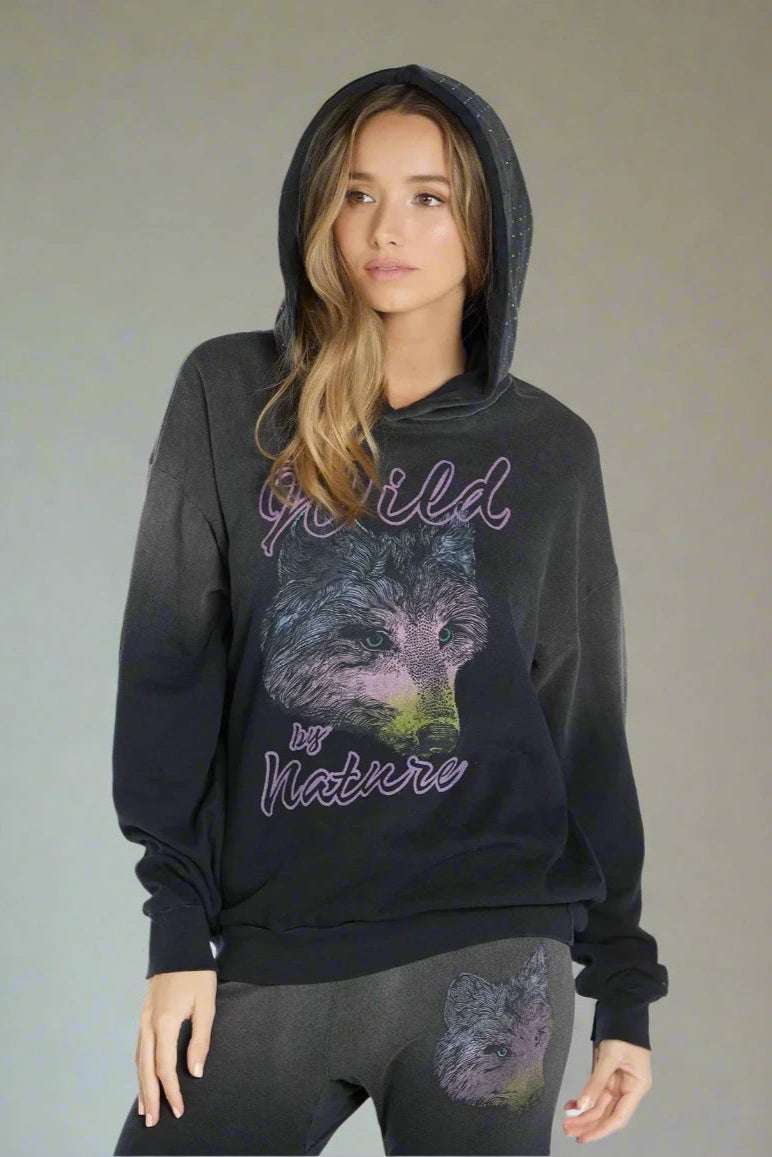 Lauren Moshi Harmony Wild Wolf Hooded Sweatshirt Sweater by Lauren Moshi as seen on celebrities