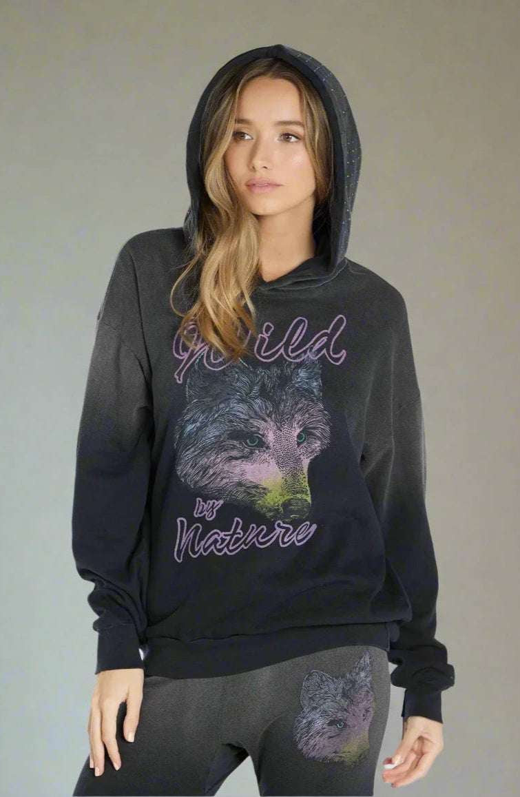 Lauren Moshi Harmony Wild Wolf Hooded Sweatshirt by Lauren Moshi – Sweater – XS | Spoiled Brat UK