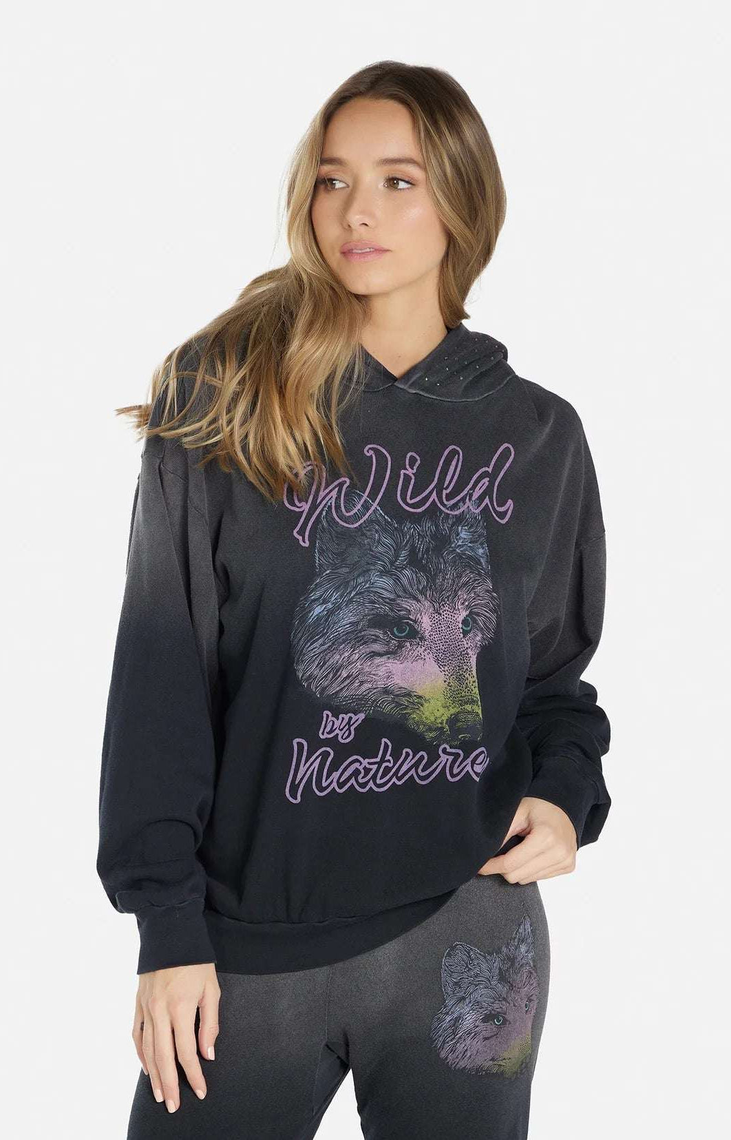 Lauren Moshi Harmony Wild Wolf Hooded Sweatshirt Sweater by Lauren Moshi as seen on celebrities
