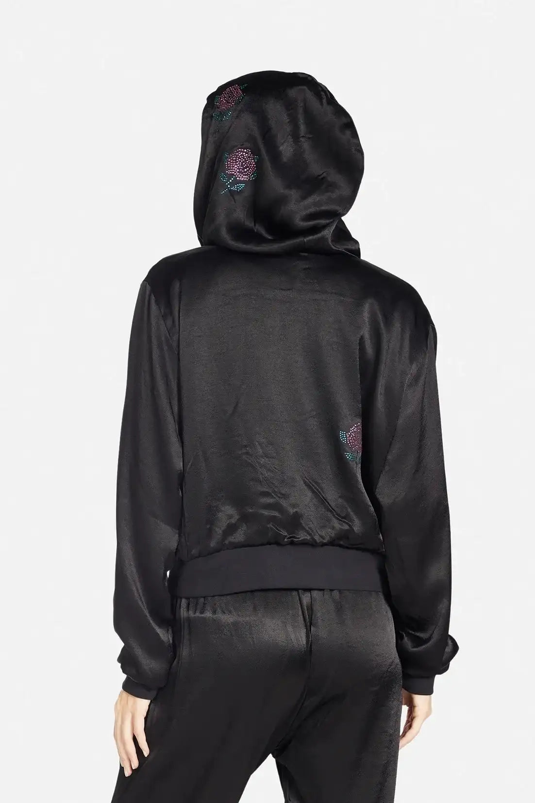 Lauren Moshi Kathleen Crystal Roses Satin Bomber Jacket Jacket by Lauren Moshi as seen on celebrities